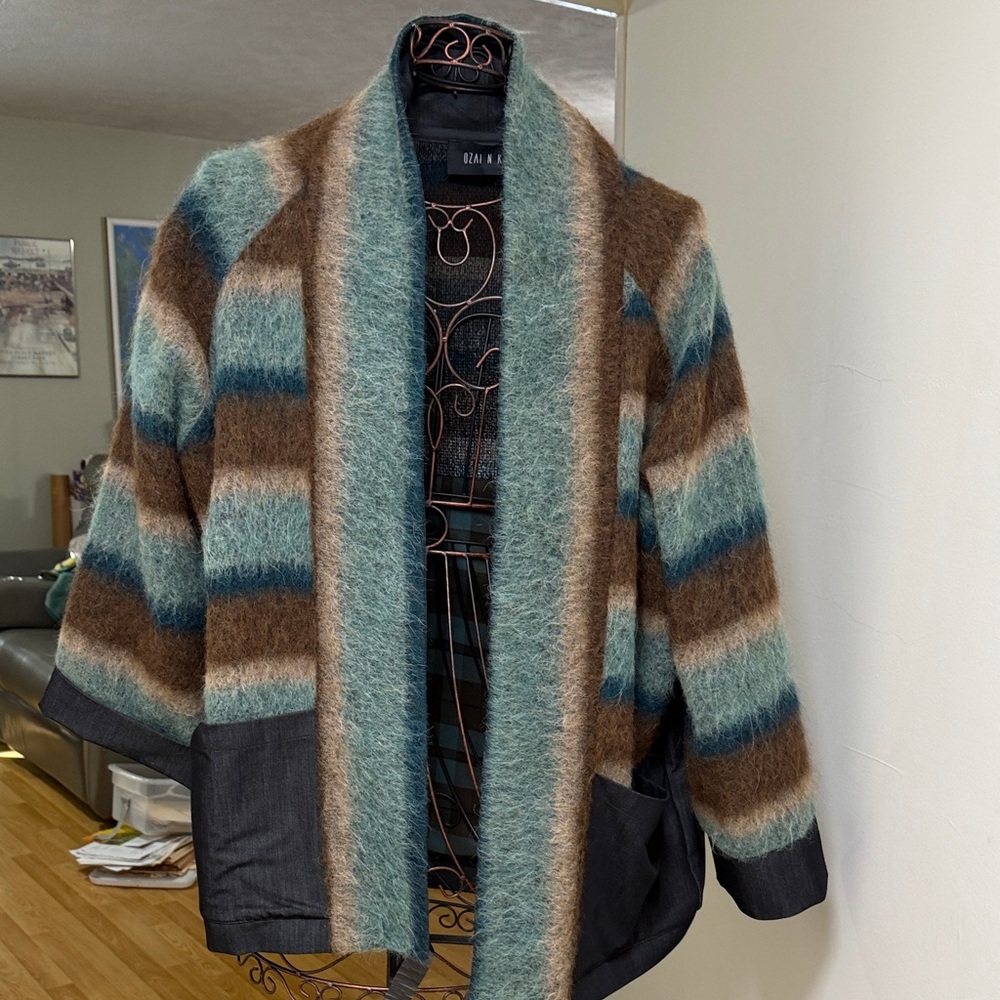 Striped Multicolor/Mixed Fabric Women's Jacket